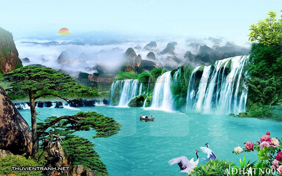 TRANH SƠN THỦY HỮU TÌNH, TRANH PHONG CẢNH SÔNG NÚI, TRUNG QUỐC - Tranh tường chất lượng cao