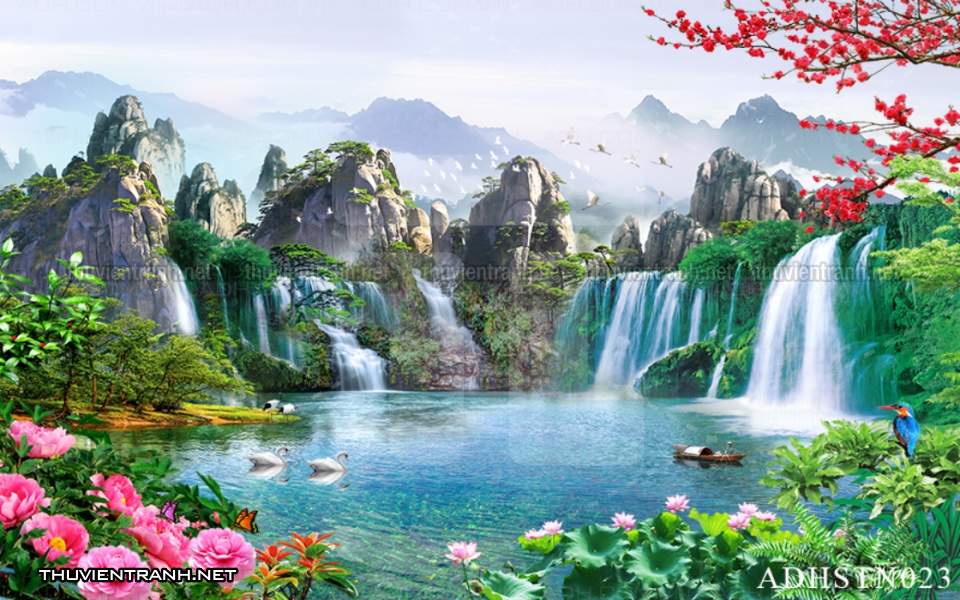 TRANH SƠN THỦY HỮU TÌNH, TRANH PHONG CẢNH SÔNG NÚI, TRUNG QUỐC - Tranh tường chất lượng cao