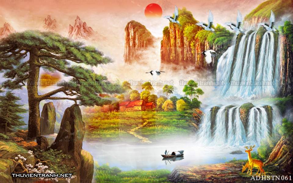 TRANH SƠN THỦY HỮU TÌNH, TRANH PHONG CẢNH SÔNG NÚI, TRUNG QUỐC - Tranh tường chất lượng cao