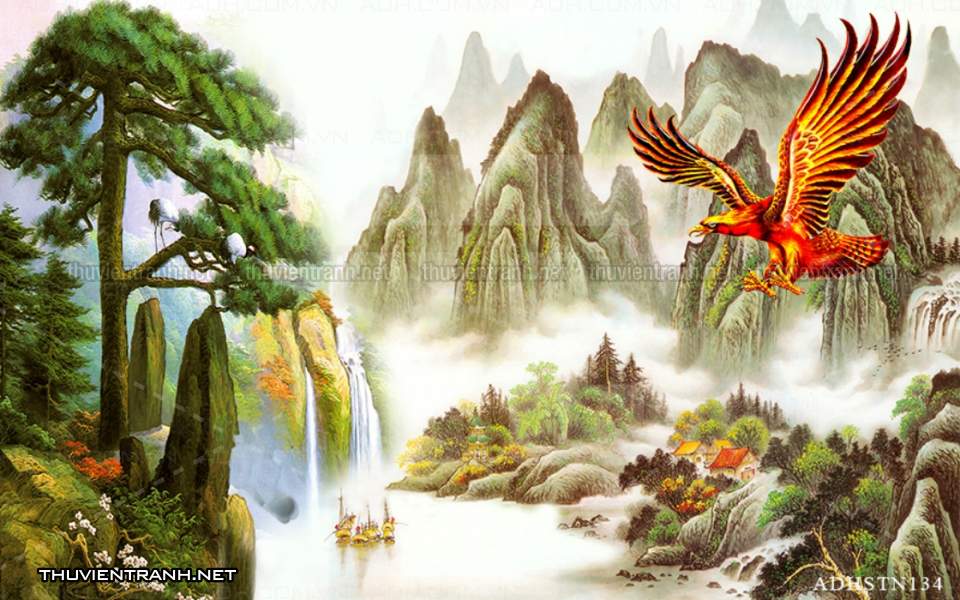 TRANH SƠN THỦY HỮU TÌNH, TRANH PHONG CẢNH SÔNG NÚI, TRUNG QUỐC - Tranh tường chất lượng cao