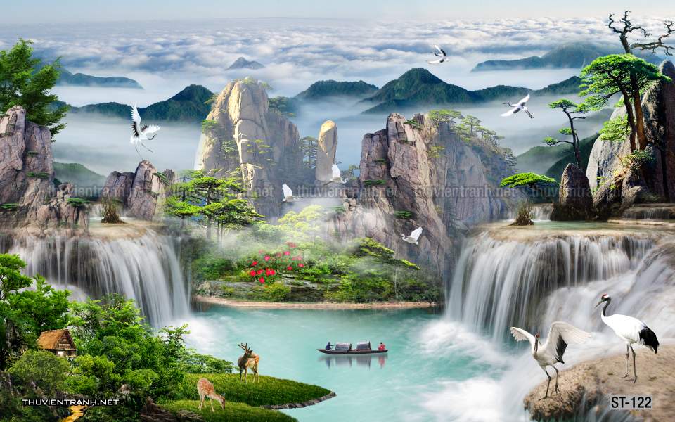 TRANH SƠN THỦY HỮU TÌNH, TRANH PHONG CẢNH SÔNG NÚI, TRUNG QUỐC - Tranh tường chất lượng cao