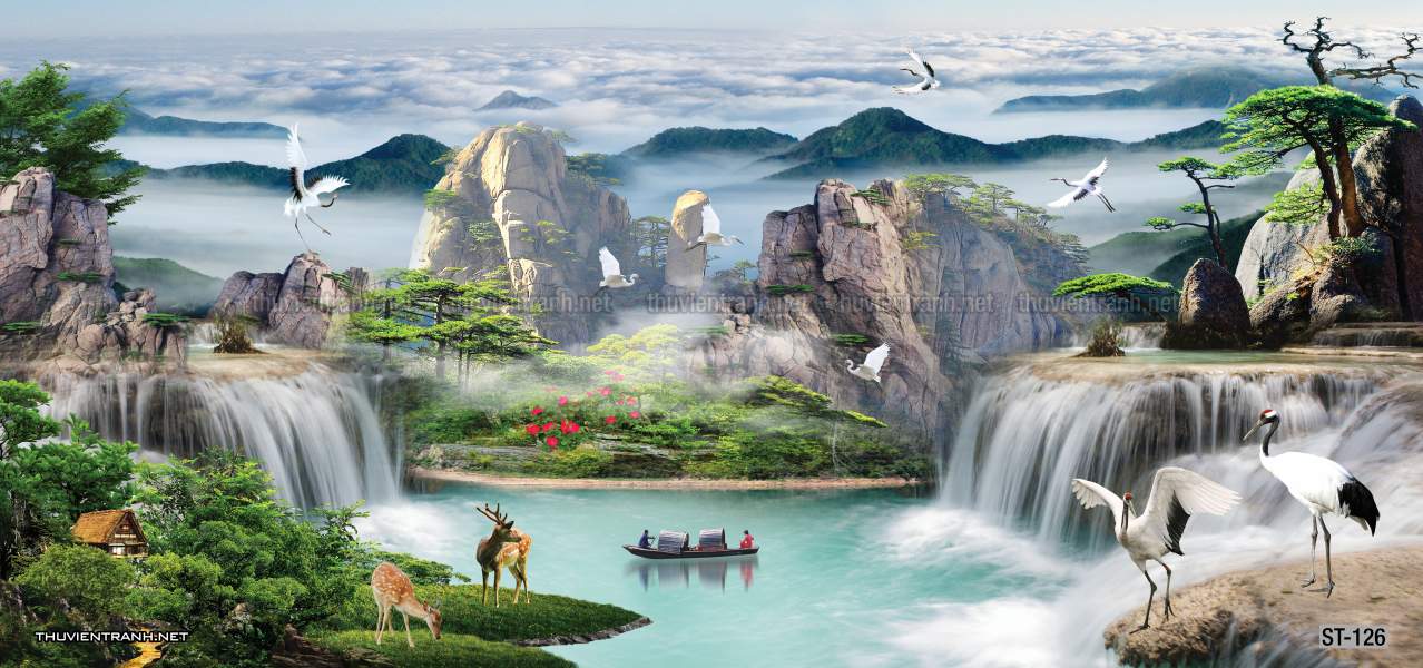 TRANH SƠN THỦY HỮU TÌNH, TRANH PHONG CẢNH SÔNG NÚI, TRUNG QUỐC - Tranh tường chất lượng cao