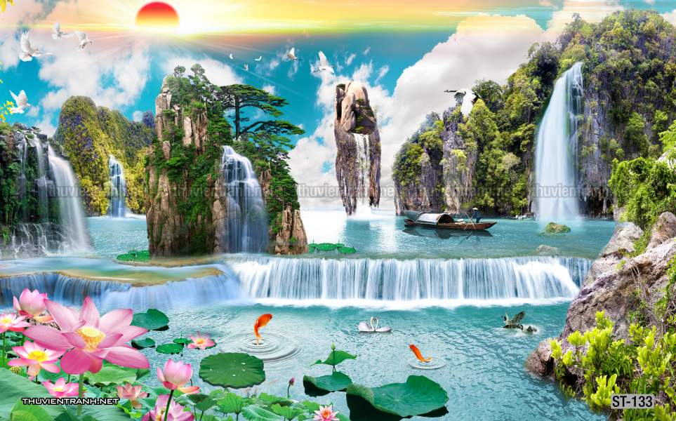 TRANH SƠN THỦY HỮU TÌNH, TRANH PHONG CẢNH SÔNG NÚI, TRUNG QUỐC - Tranh tường chất lượng cao