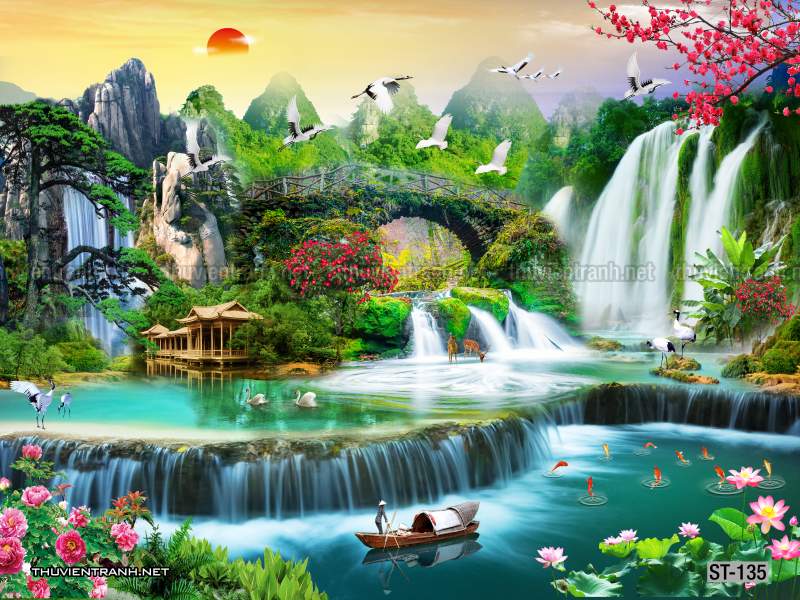 TRANH SƠN THỦY HỮU TÌNH, TRANH PHONG CẢNH SÔNG NÚI, TRUNG QUỐC - Tranh tường chất lượng cao