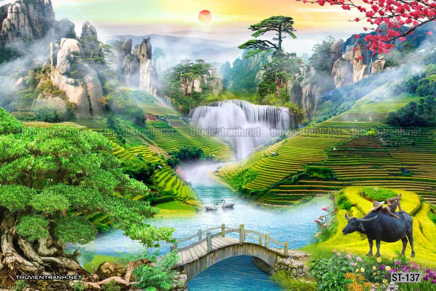 TRANH SƠN THỦY HỮU TÌNH, TRANH PHONG CẢNH SÔNG NÚI, TRUNG QUỐC - Tranh tường chất lượng cao