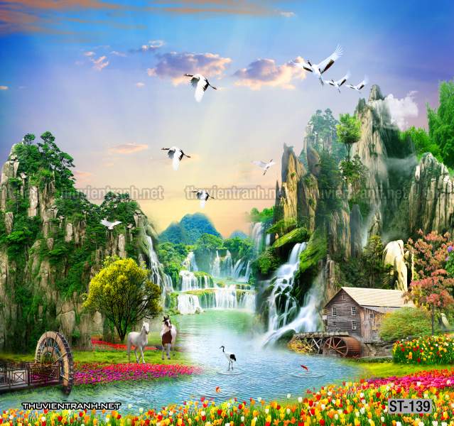 TRANH SƠN THỦY HỮU TÌNH, TRANH PHONG CẢNH SÔNG NÚI, TRUNG QUỐC - Tranh tường chất lượng cao