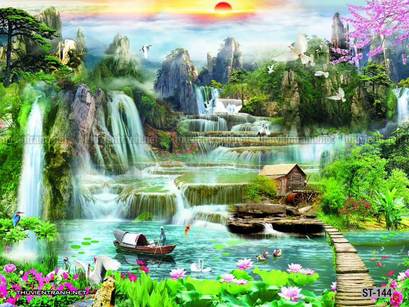 TRANH SƠN THỦY HỮU TÌNH, TRANH PHONG CẢNH SÔNG NÚI, TRUNG QUỐC - Tranh tường chất lượng cao