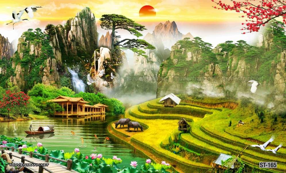 TRANH SƠN THỦY HỮU TÌNH, TRANH PHONG CẢNH SÔNG NÚI, TRUNG QUỐC - Tranh tường chất lượng cao