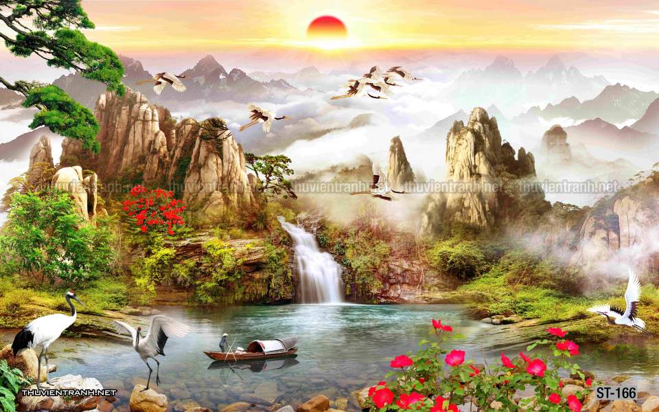 TRANH SƠN THỦY HỮU TÌNH, TRANH PHONG CẢNH SÔNG NÚI, TRUNG QUỐC - Tranh tường chất lượng cao