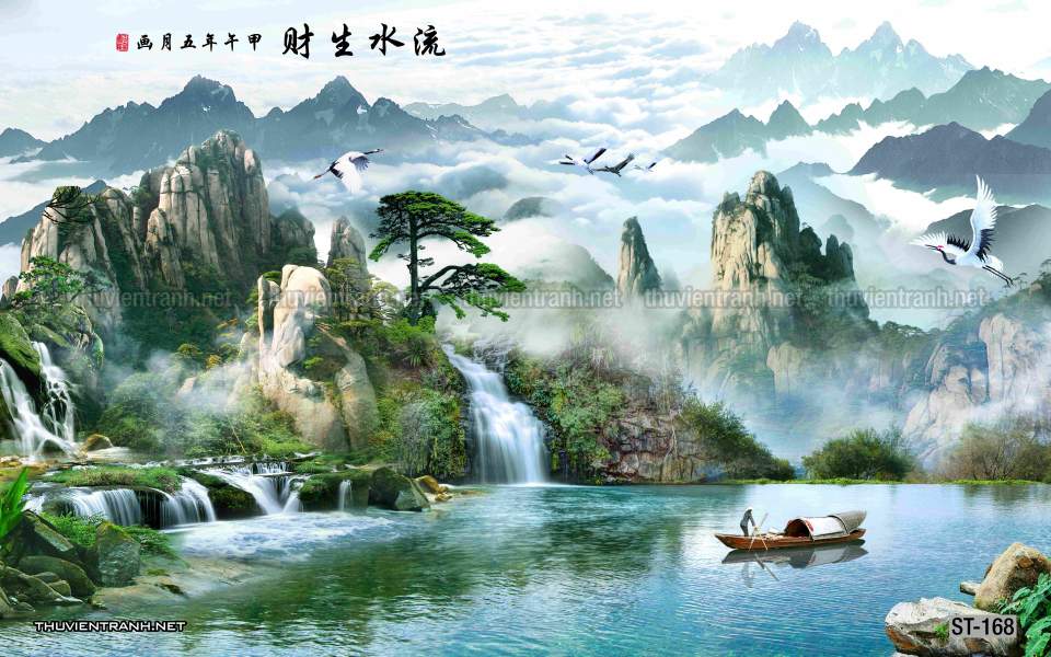 TRANH SƠN THỦY HỮU TÌNH, TRANH PHONG CẢNH SÔNG NÚI, TRUNG QUỐC - Tranh tường chất lượng cao