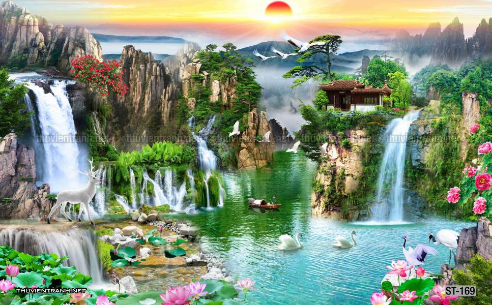 TRANH SƠN THỦY HỮU TÌNH, TRANH PHONG CẢNH SÔNG NÚI, TRUNG QUỐC - Tranh tường chất lượng cao