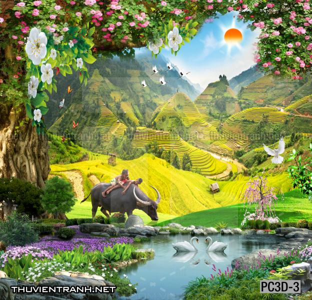 Tranh Phong cảnh 3D, Tranh phong cảnh hữu tình, phong cảnh đẹp - Tranh tường chất lượng cao