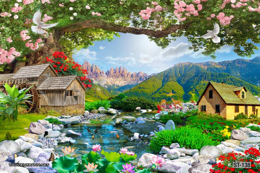 Tranh Phong cảnh 3D, Tranh phong cảnh hữu tình, phong cảnh đẹp - Tranh tường chất lượng cao
