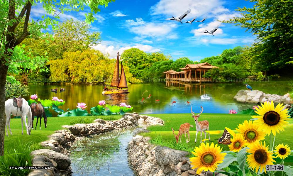 Tranh Phong cảnh 3D, Tranh phong cảnh hữu tình, phong cảnh đẹp - Tranh tường chất lượng cao