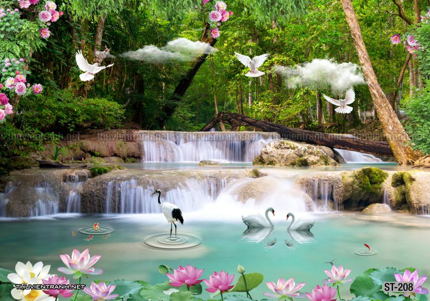 Tranh thác nước, phong cảnh thác nước, thiên nhiên đẹp - Tranh tường chất lượng cao
