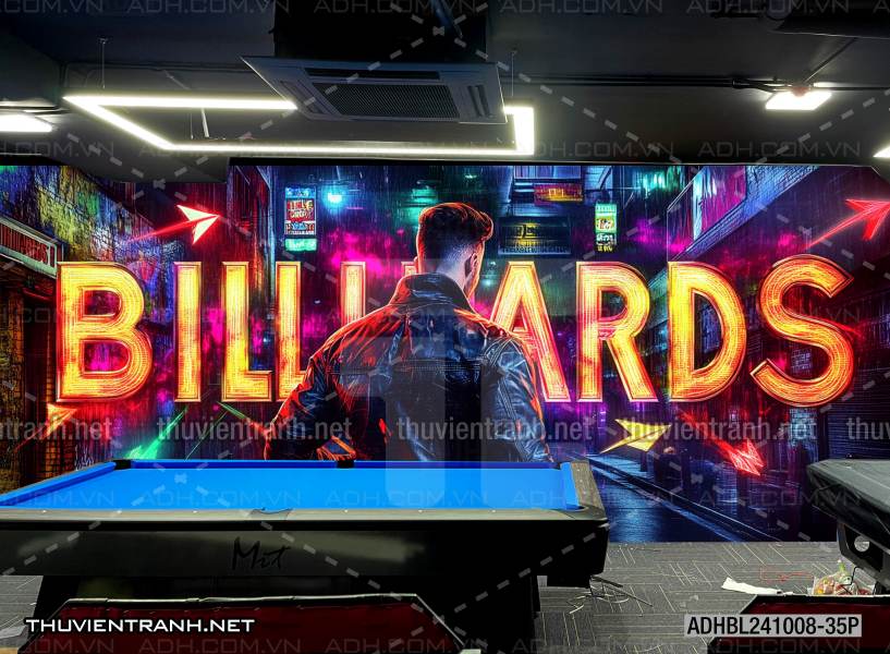 Tranh chữ bi-a, chữ Billiards, graffiti, chữ nghệ thuật đường phố, art - Tranh tường chất lượng cao