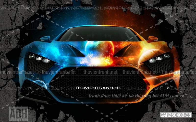 Tranh 3D xe hơi cổ, tranh tường 3D - Tranh tường chất lượng cao