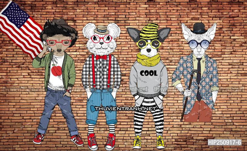 Tranh dán tường phong cách trẻ trung, ngộ nghĩnh, Hip[hop, Hipter - Tranh tường chất lượng cao