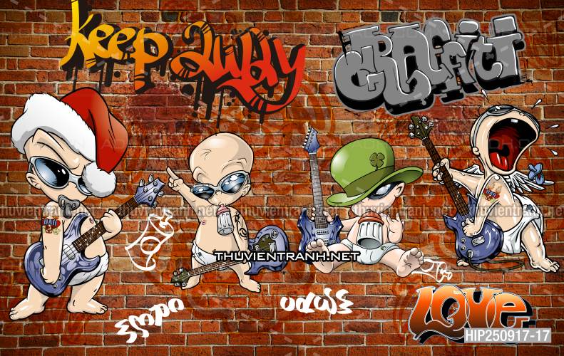 Tranh dán tường phong cách trẻ trung, ngộ nghĩnh, Hip[hop, Hipter - Tranh tường chất lượng cao