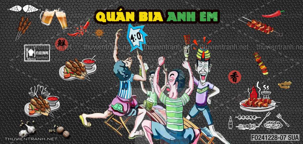 Tranh dán tường Quán Nhậu nướng - Tranh tường chất lượng cao