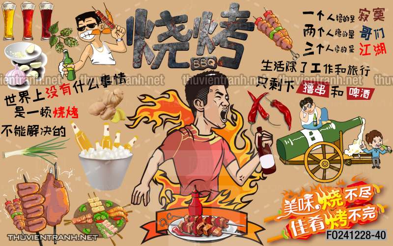 Tranh dán tường Quán Nhậu nướng - Tranh tường chất lượng cao