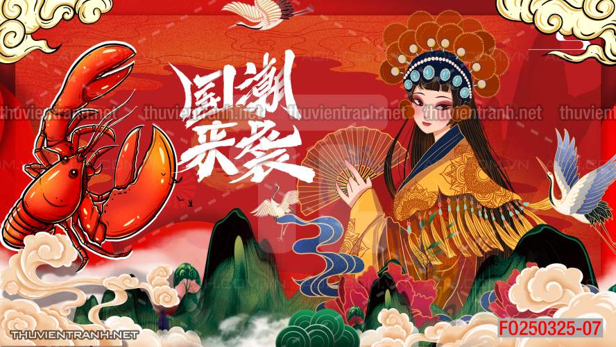 Tranh dán tường Quán ăn Trung Hoa, quán lẩu nướng, quán ăn vặt - Tranh tường chất lượng cao
