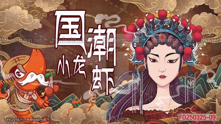 Tranh dán tường Quán ăn Trung Hoa, quán lẩu nướng, quán ăn vặt - Tranh tường chất lượng cao