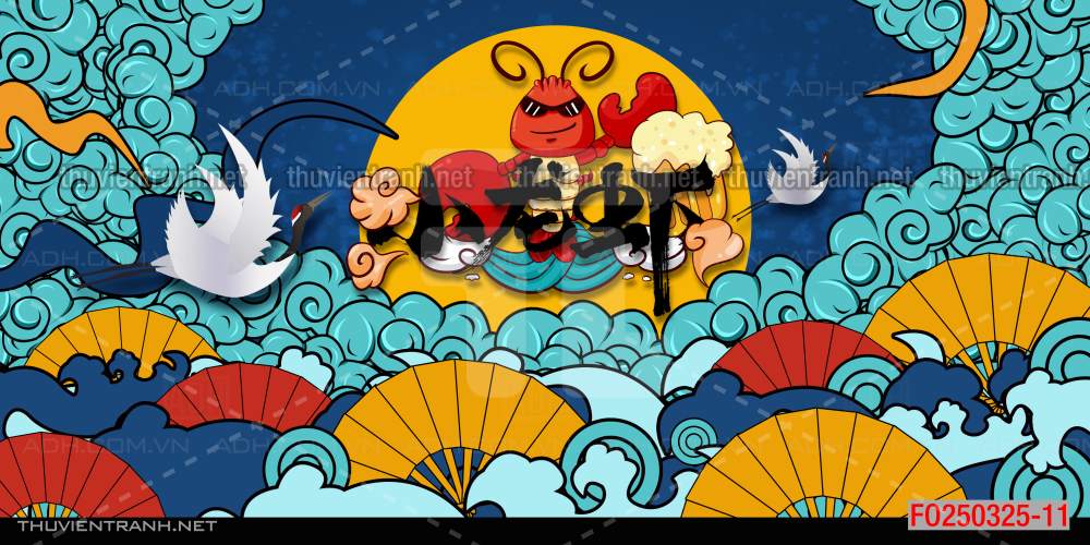 Tranh dán tường Quán ăn Trung Hoa, quán lẩu nướng, quán ăn vặt - Tranh tường chất lượng cao