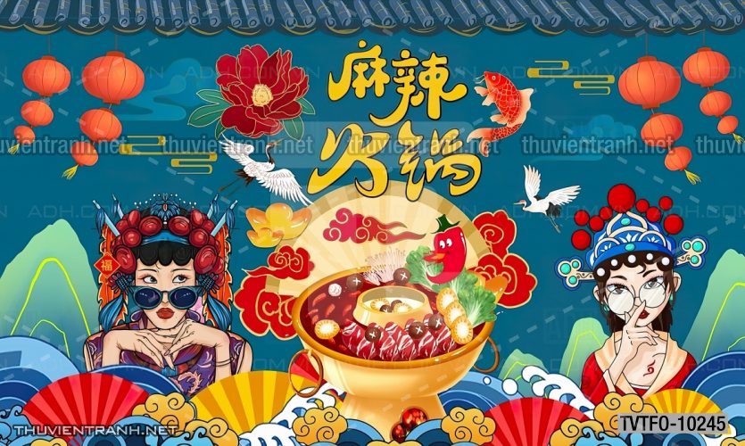 Tranh dán tường Quán ăn- Lẩu nướng Trung Quốc - Tranh tường chất lượng cao
