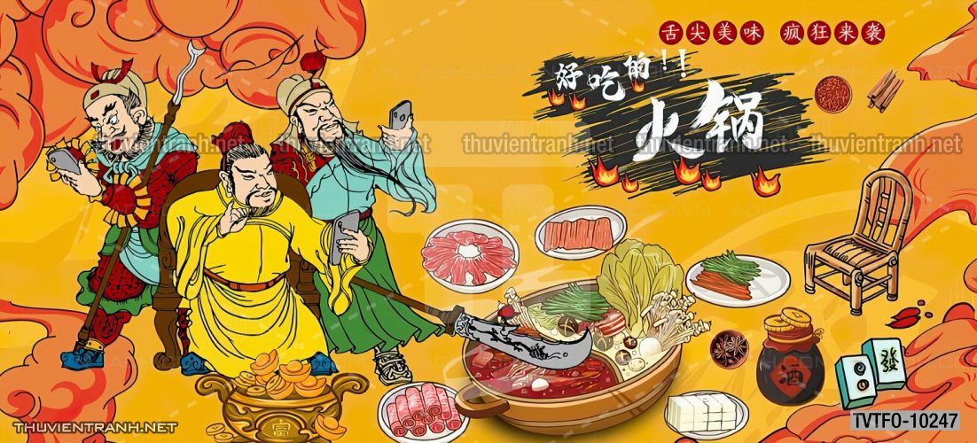 Tranh dán tường Quán ăn- Lẩu nướng Trung Quốc - Tranh tường chất lượng cao