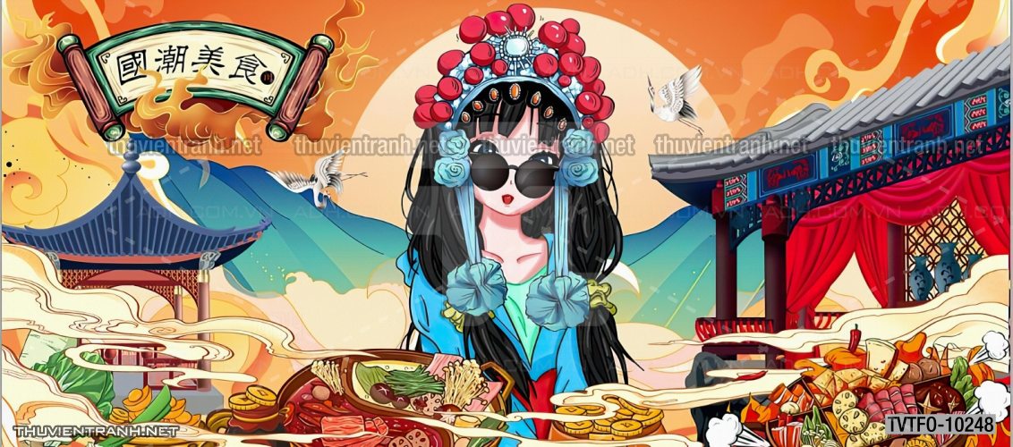 Tranh dán tường Quán ăn- Lẩu nướng Trung Quốc - Tranh tường chất lượng cao
