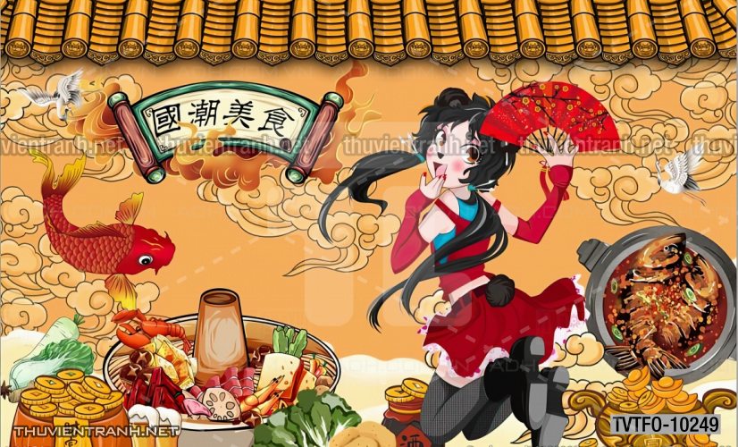 Tranh dán tường Quán ăn- Lẩu nướng Trung Quốc - Tranh tường chất lượng cao