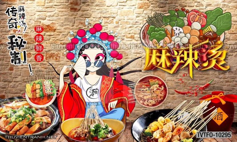 Tranh dán tường Quán ăn- Lẩu nướng Trung Quốc - Tranh tường chất lượng cao