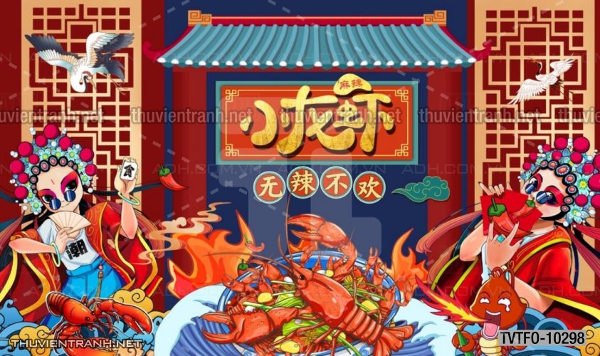 Tranh dán tường Quán ăn- Lẩu nướng Trung Quốc - Tranh tường chất lượng cao