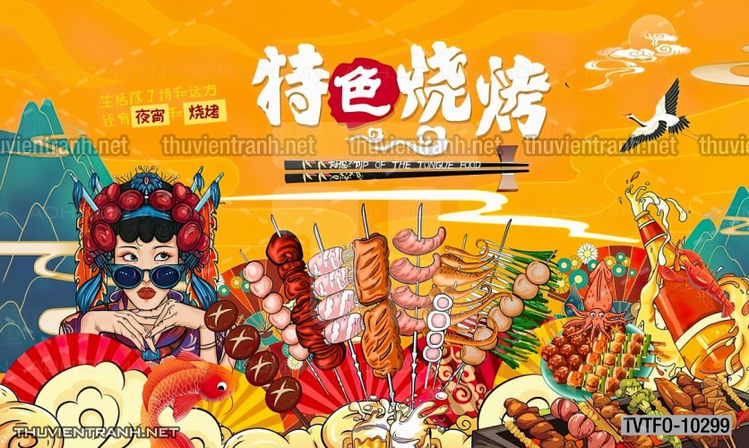 Tranh dán tường Quán ăn- Lẩu nướng Trung Quốc - Tranh tường chất lượng cao