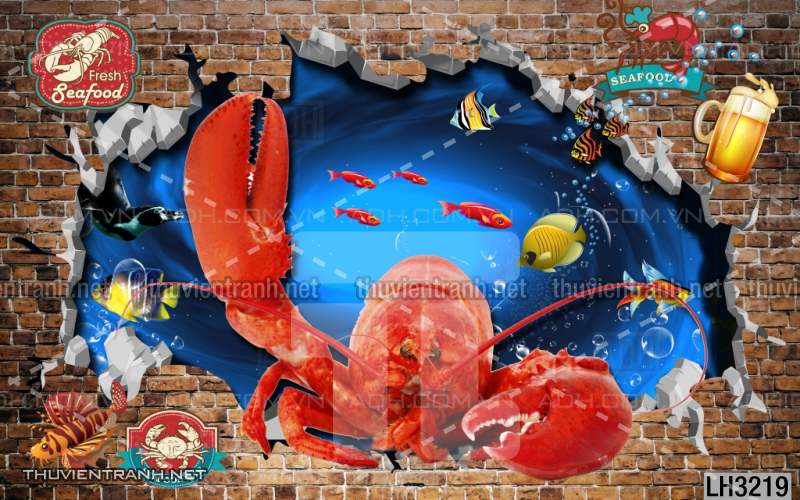 Tranh dán tường  Quán ăn Hải sản - Tranh tường chất lượng cao