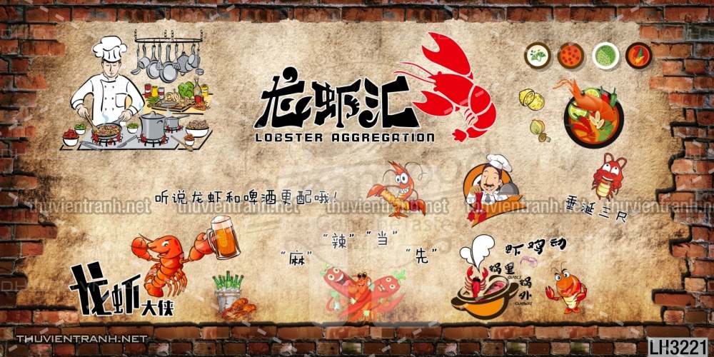 Tranh dán tường  Quán ăn Hải sản - Tranh tường chất lượng cao