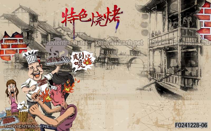 Tranh dán tường  Quán ăn gà rán, ăn vặt - Tranh tường chất lượng cao