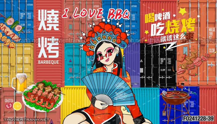 Tranh dán tường  Quán ăn gà rán, ăn vặt - Tranh tường chất lượng cao
