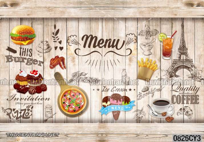 Tranh dán tường  Quán ăn - Tranh tường chất lượng cao