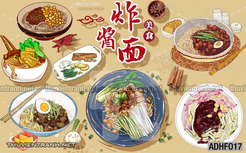  Tranh dán tường quán Mỳ Cay ăn vặt - Tranh tường chất lượng cao