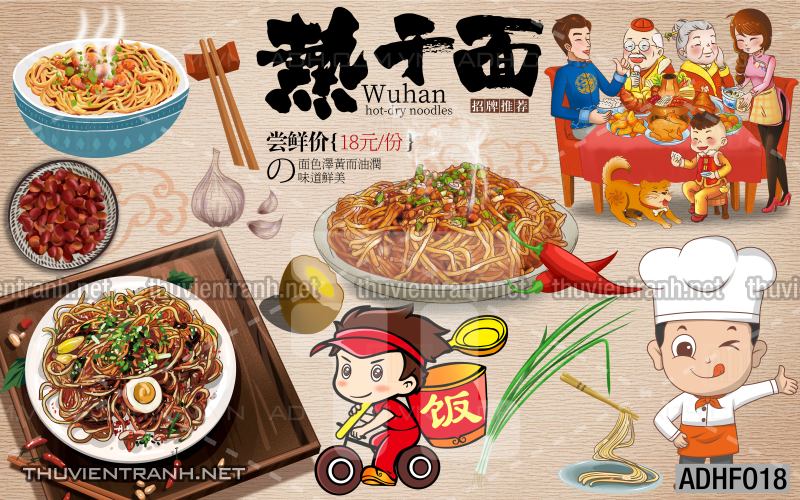  Tranh dán tường quán Mỳ Cay ăn vặt - Tranh tường chất lượng cao