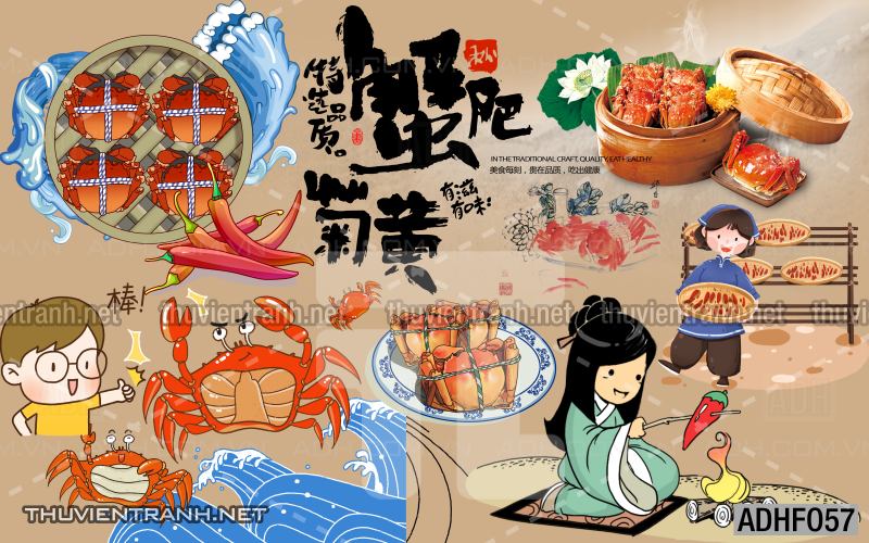  Tranh dán tường quán ăn Hải Sản - Tranh tường chất lượng cao