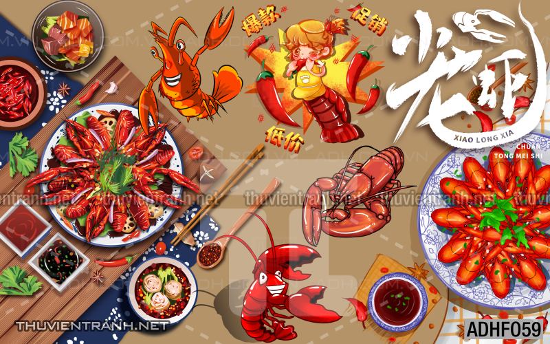  Tranh dán tường quán ăn Hải Sản - Tranh tường chất lượng cao