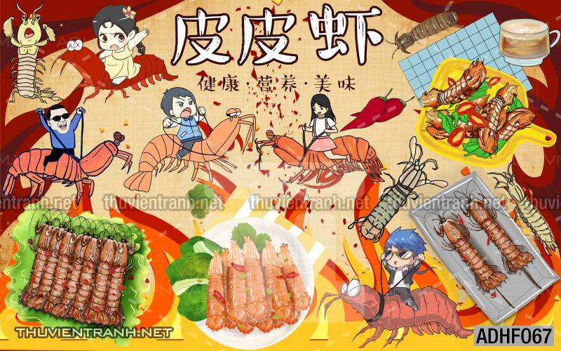  Tranh dán tường quán ăn Hải Sản - Tranh tường chất lượng cao