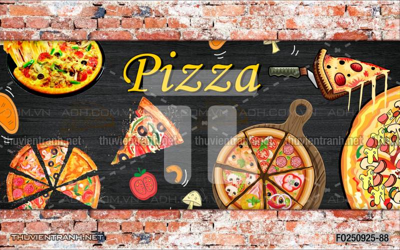  Tranh dán tường bánh Pizza - Tranh tường chất lượng cao