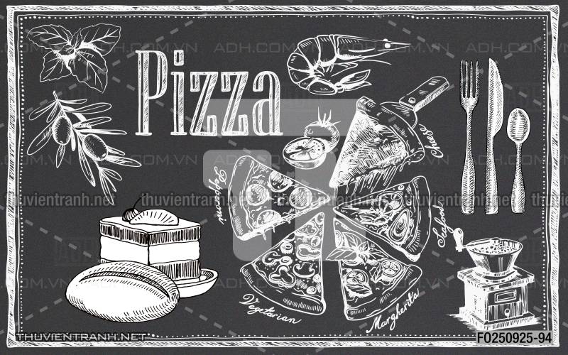  Tranh dán tường bánh Pizza - Tranh tường chất lượng cao