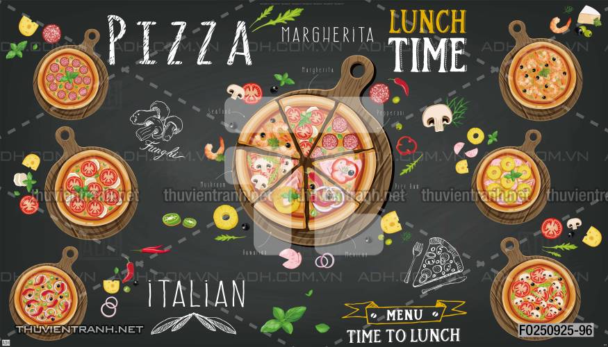  Tranh dán tường bánh Pizza - Tranh tường chất lượng cao