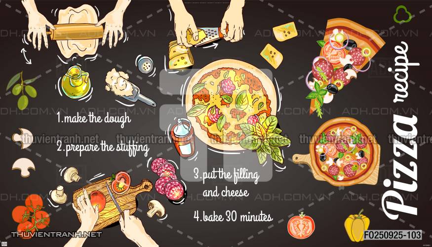  Tranh dán tường bánh Pizza - Tranh tường chất lượng cao