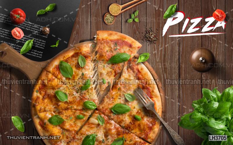  Tranh dán tường bánh Pizza - Tranh tường chất lượng cao